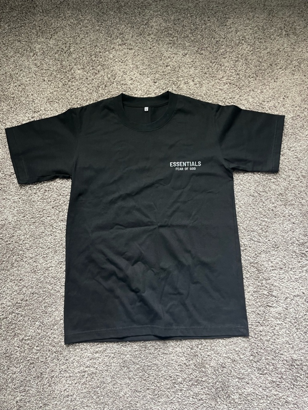 Essentials Black Crewneck T-Shirt with Chest Logo